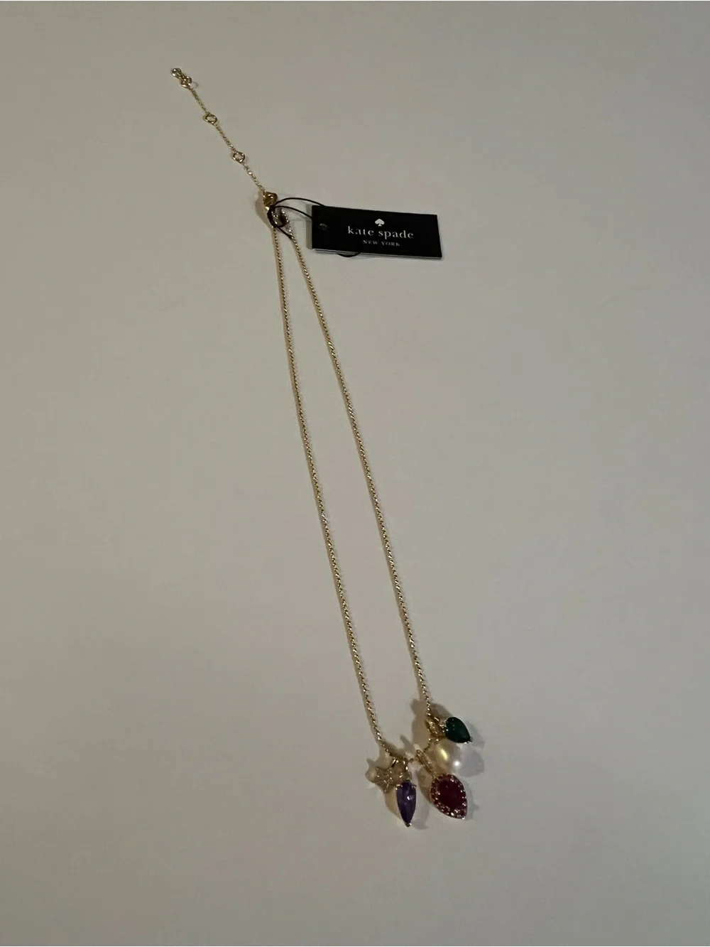 Kate Spade Light Up The Room Gold Tone Jewel Charm Necklace